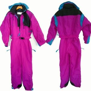 Vtg 90's Retro Columbia Purple Teal Snow Suit L